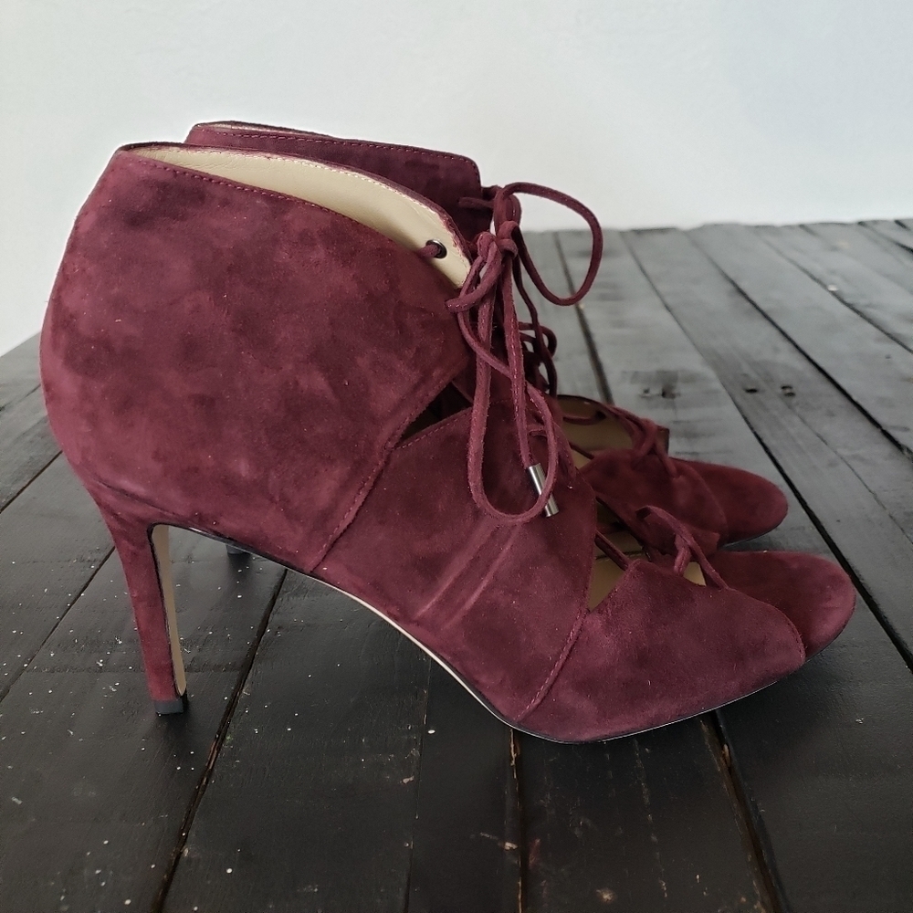 Via Spiga Burgundy Suede Lace Up Heels Vero Cuoio